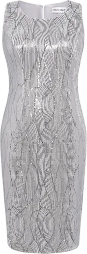 Vista 3 de Hanna Nikole Vestido formal para mujer, 2 piezas, vestido de fiesta de noche con lentejuelas para madre de la novia con chaqueta de gasa