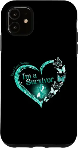 Vista 8 de Teal Ribbon Butterfly Cervical Cancer I'm A Survivor Case for iPhone 17