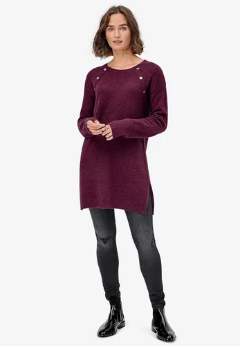 Vista 5 de Ellos Suéter tipo túnica con botones para mujer, talla grande