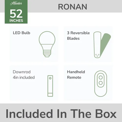 Vista 14 de Hunter Ronan - Ventilador de techo para interiores, 52 pulgadas, blanco