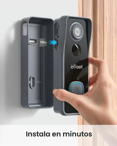 Vista 5 de ieGeek Timbre inalámbrico sin suscripción, visión nocturna ultra clara de 5 MP, detección de movimiento PIR, timbre de video con timbre