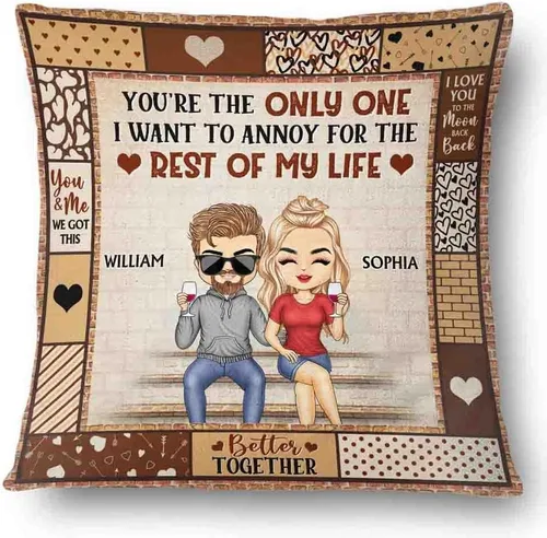 Vista 23 de Almohada personalizada para parejas, The Day I Met You I Have Found The One Whom My Soul Loves, almohada de cumpleaños para cónyuge, esposo, esposa