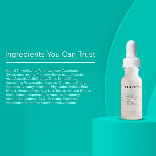 Vista 7 de ClarityRx C-Results - Suero facial iluminador con vitamina C, tratamiento facial antienvejecimiento natural a base de plantas para manchas oscuras