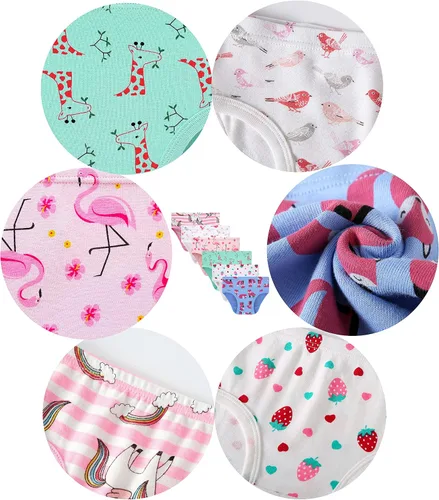 Vista 2 de KikizYe Bragas de algodón suave para niñas pequeñas y grandes, ropa interior surtida