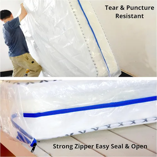 Vista 3 de Bolsa de almacenamiento de colchón individual con cremallera, funda de 5 mil de grosor Plastic Mattress Protector, Moving Supplies, Waterproof