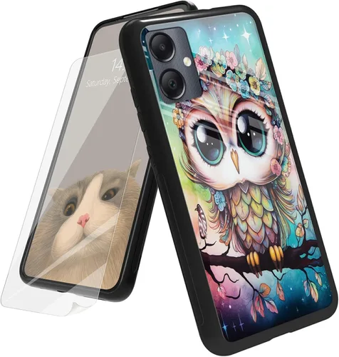 Vista 149 de Funda para Samsung Galaxy A12 5G con protector de pantalla, parte trasera de vidrio templado + TPU de silicona suave que absorbe los golpes