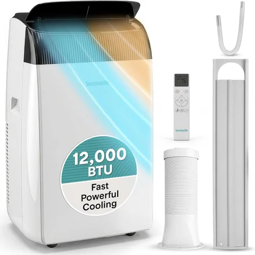 Vista 21 de SereneLife Aire acondicionado portátil, deshumidificador y ventilador Motor dual 3 en 1 8,000 BTU AC con rango de temperatura de 64 °F a 90 °F