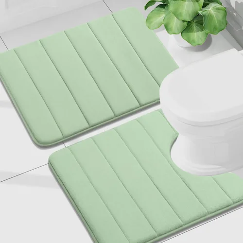 Vista 50 de Buganda Juego de 2 alfombras y tapetes de baño de espuma viscoelástica, lavables a máquina, suaves, antideslizantes, absorbentes, para baño, ducha