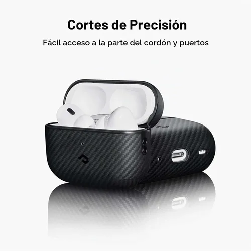 Vista 5 de PITAKA Funda MagSafe, fibra de aramida tejida para AirPods Pro 2, color Negro