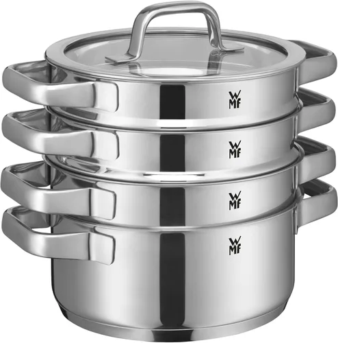 Vista 15 de WMF Compact Cuisine - Juego de cacerolas de inducción de 5 piezas con tapa de cristal, acero inoxidable Cromargan pulido, juego de ollas