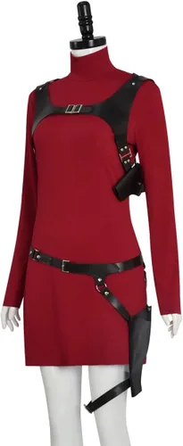 Vista 3 de Resident Remake Ada Wong - Disfraz de suéter rojo para mujer, disfraz de Halloween