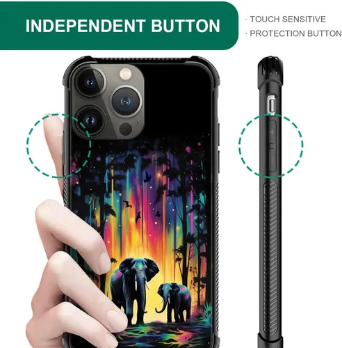 Vista 219 de Funda compatible con iPhone 15, diseño de elefantes africanos, diseño increíble a prueba de golpes, antiarañazos, carcasa trasera de policarbonato