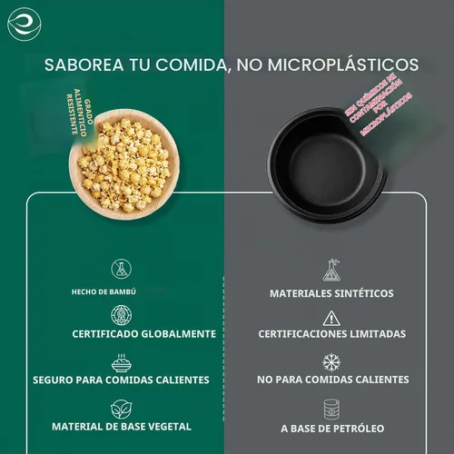 Vista 4 de ECO SOUL Cuencos de bambú de 7 onzas, compostables, resistentes