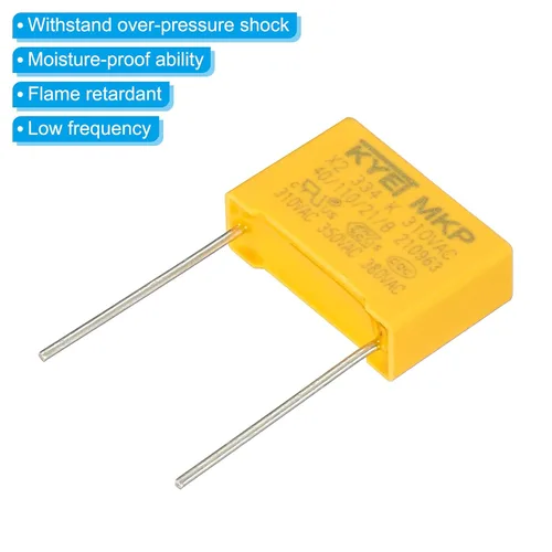 Vista 4 de PATIKIL Condensadores de seguridad, paquete de 10 unidades de 0.33uF AC 310V 0.591 in Pin Pitch 0.709x0.472x0.236 in polipropileno Film Capacitor