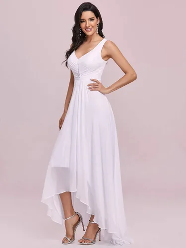 Vista 3 de Ever-Pretty Double V-Neck Rhinestones Ruched Bust Hi-Lo Evening Party Dress 09983