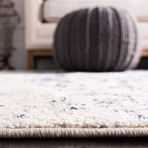 Vista 5 de SAFAVIEH Madison Collection - Alfombra de área cuadrada de 4 pies, color crema y azul marino, diseño desgastado de medallón de copo de nieve,