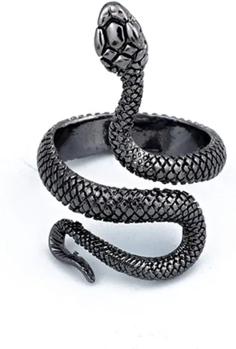 Vista 5 de Anillo de serpiente para mujeres y hombres, estilo vintage, gótico, serpiente, estilo punk, anillo de declaración de serpiente, ajustable