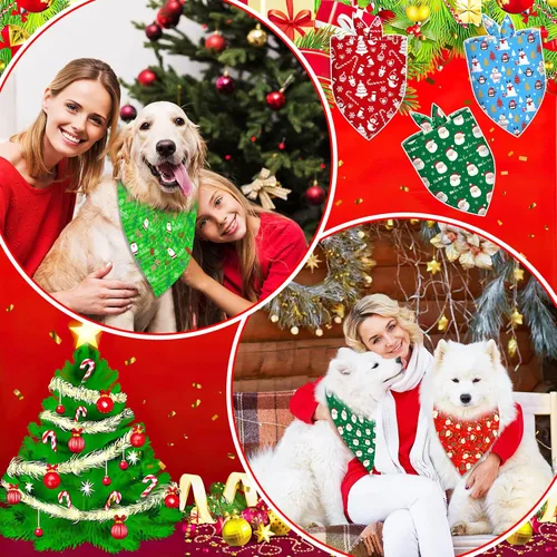 Vista 7 de 30 pañuelos de Navidad para perros, bufandas ajustables para perros, baberos, pañuelos de invierno para cachorros, pañuelos lavables para Tema