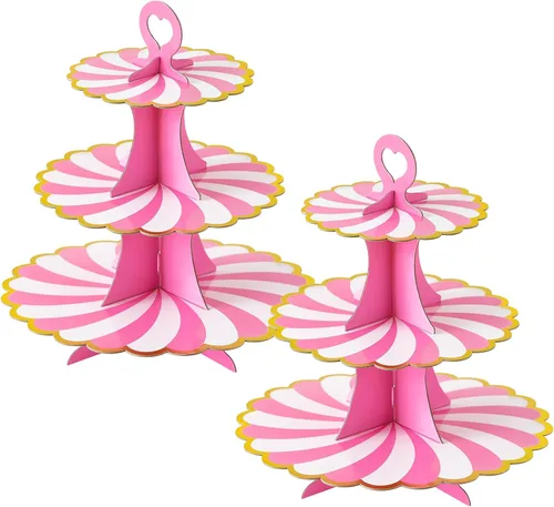 Vista 31 de Soleebee Soporte para Cupcakes de 3 Niveles, Torre de Cupcakes de Cartón, Torre de Soporte para Pasteles de Postre para Decoración de Cumpleaños