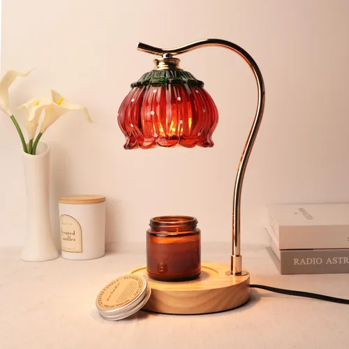 Vista 15 de GEEZO - Lámpara calefactora de fragancia para velas, calentador de velas eléctrico con temporizador y regulador de intensidad, regalos de Navidad