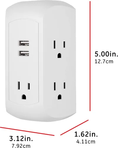 Vista 2 de GE Adaptador de salida SurGE Protector de 5 tomacorrientes y 2 USB, 560
