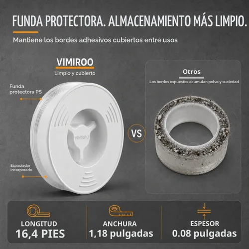 Vista 2 de vimiroo Cinta de Doble Cara Resistente, 16.4 pies Cinta Nano Extra Grande Transparente, Cinta Adhesiva de Dos Caras Extraíble Sin Deja Huellas