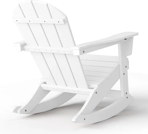 Vista 189 de WestinTrends Silla mecedora Malibu de poliéster para exterior/patio Adirondack, Negra