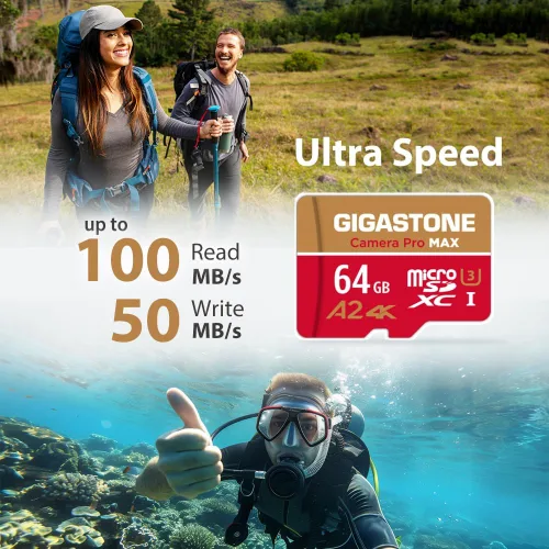Vista 2 de Recuperación de datos de 5 años: tarjeta micro SD GIGASTONE de 64 GB, cámara Pro MAX, compatible con Gopro, Dash Cam, DJI, Drone, cámara