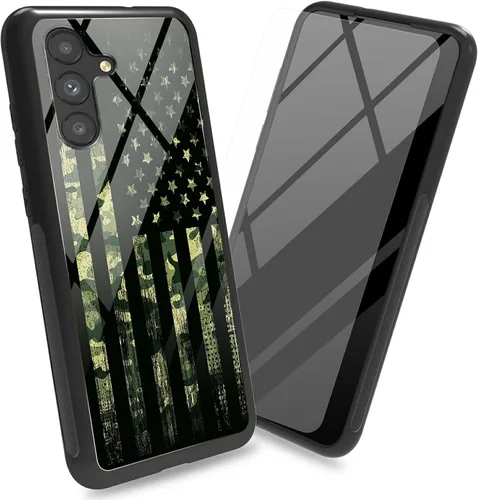 Vista 12 de Funda para Samsung Galaxy A13 5G con protector de pantalla, cubierta trasera de vidrio templado, diseño de flores de gato negro, marco de Flores