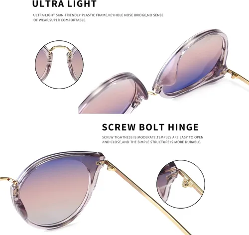 Vista 4 de SUNGAIT Gafas de sol polarizadas para mujer estilo vintage ojo de gato UV400