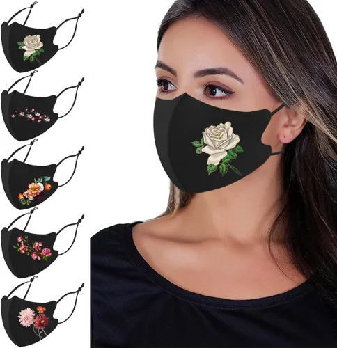 Vista 8 de Máscaras Faciales Lavables, Máscara Facial de Tela Reutilizable, Máscaras de Tela de Seda de Hielo y Algodón, Máscara Facial con Patrón de Impresión