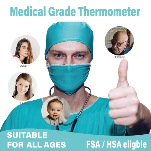Vista 2 de Termómetro digital infrarrojo para la frente y la arteria temporal, sin contacto, de grado médico y hospitalario, con funda