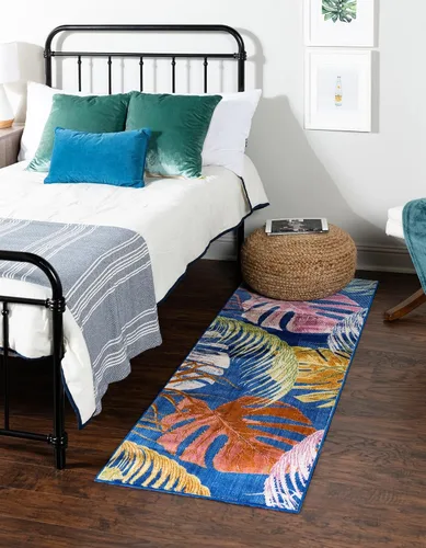 Vista 17 de Unique Loom Blossom Collection - Alfombra rectangular de 2 x 3 pies, color marfil y azul