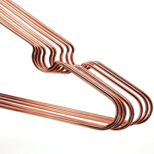 Vista 7 de Paquete de 10 perchas de 13 pulgadas para niños, color oro cobre rosa, con alambre de metal brillante, para almacenamiento y exhibición de camisas