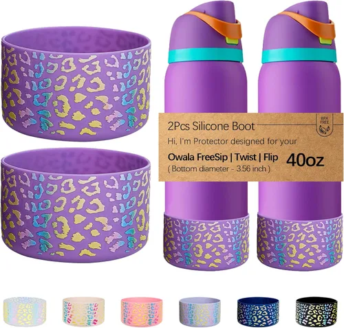 Vista 16 de WK IEASON 2 fundas de silicona para botella de agua Owala, base protectora para botella de agua Owala FreeSip Twist y Flip Flask accesorios para 3D