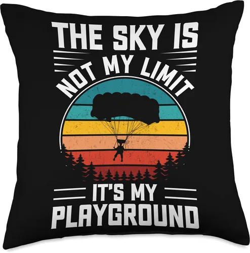 Vista 4 de Sky Diving and Skydive Gift & Clothing The Sky is Not My Limit Its My Playground - Almohada de 16 x 16 pulgadas, multicolor