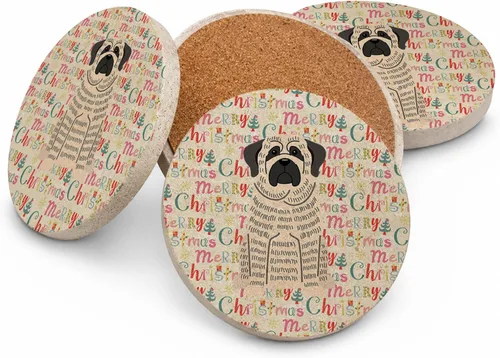 Vista 53 de Abyssinian Sand Terrier Merry Christmas - Posavasos grandes de piedra arenisca (4 unidades)