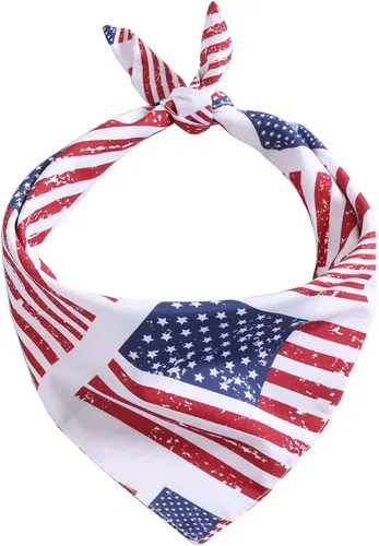 Vista 3 de Bandana para perro del 4 de julio, bufanda para mascotas con bandera