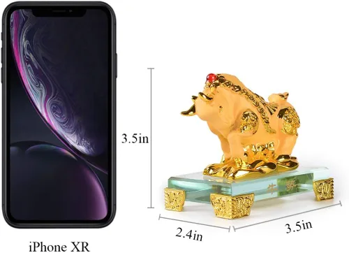 Vista 2 de BRASSTAR Estatua de Toro Feng Shui de resina esmerilada con base de vidrio Zodiaco chino Decoración de mesa de oficina en casa Figura de regalo