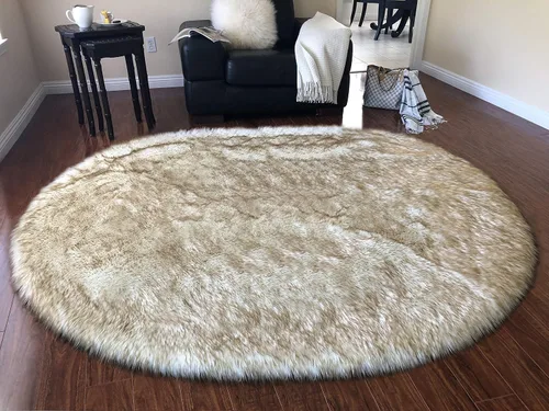 Vista 15 de LAMBZY Alfombra de pelo de oveja sintética, hipoalergénica, ovalada, sedosa, lujosa, para dormitorio, sala de estar, habitación de los niños, sofá