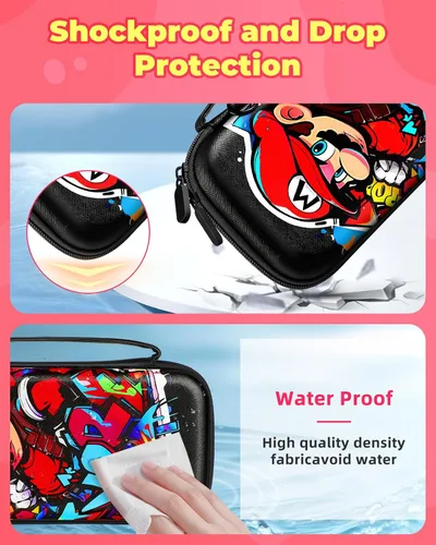 Vista 4 de Xinocy Carrying Case for Nintendo Switch Lite 2019 Travel Carry Cases for Kids Boys Teen Girls Cute Kawaii Design Aesthetic Portable Hard Shell