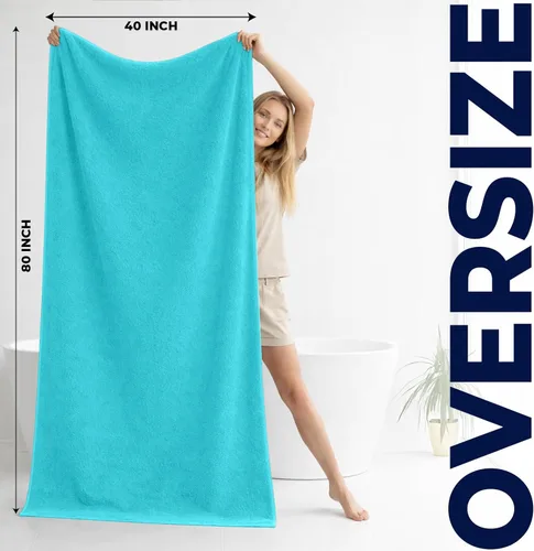 Vista 2 de DAN RIVER Paquete de 1 sábana de baño de 40x80 pulgadas, sábanas de baño jumbo para adultos, toallas grandes gruesas y absorbentes - Aguamarina
