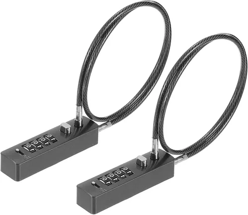 Vista 11 de Cerradura de combinación de cables intercambiables 3, 904EC-Negro 4-Digit Resettable Code Security for Travel, Outdoor Fence Gate, Ski, Scooter