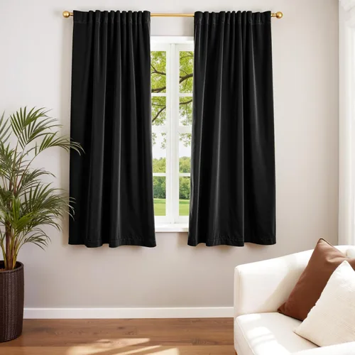 Vista 116 de Lazzzy Cortinas opacas de terciopelo beige de 84 pulgadas de largo con aislamiento térmico para oscurecer la habitación, cortinas forradas de lujo