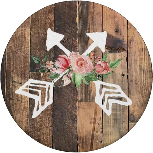 Vista 3 de Chic Floral Boho Diseño de fondo de madera sintética con flechas – PopSockets Grip y soporte para teléfonos y tabletas
