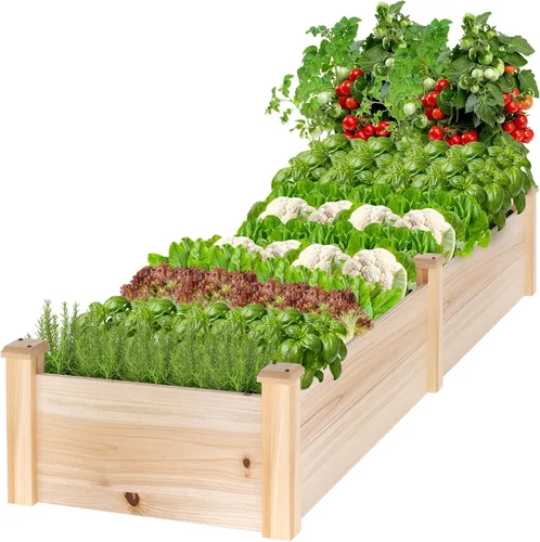 Vista 11 de MIXC Cama de jardín elevada de madera con patas, 48 pulgadas de largo x 24 pulgadas de ancho, maceta grande reforzada elevada para verduras, flores