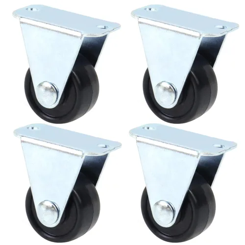 Vista 7 de Framendino, Paquete de 2 ruedas de goma fijas negras con placa superior rígida no giratoria para muebles de 3 pulgadas