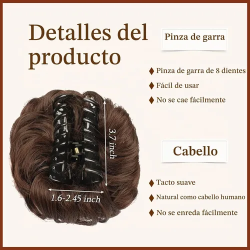 Vista 3 de SOFEIYAN Pinza de Gancho Extension de Cabello con Forma de Moño Desordenado, Cabello Ondulado y Rizado, Pinza de Gancho, Chignon, Cola de Caballo