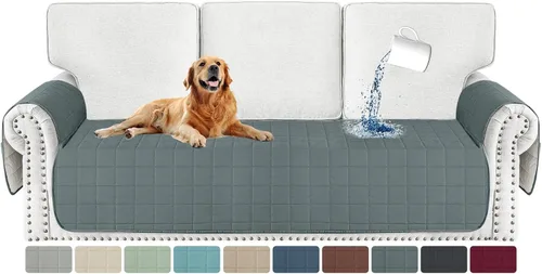 Vista 21 de MAXIJIN Funda de silla impermeable lavable para perros, funda de asiento acolchada para sillón con bolsillos laterales, protector de muebles Negro