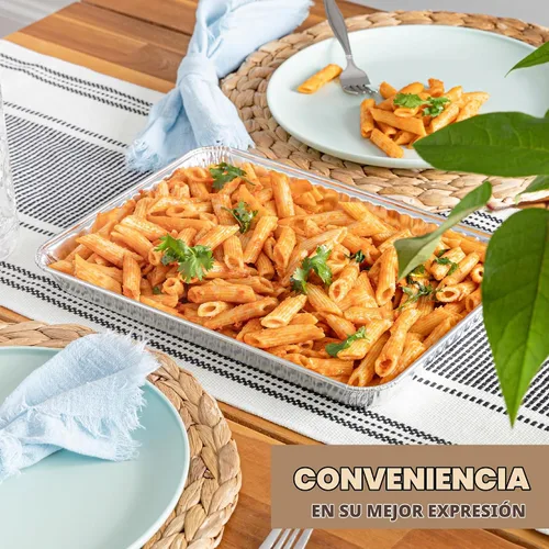 Vista 3 de PLASTICPRO Bandejas de Aluminio Paquete de 5 Bandejas Desechables para Galletas 9'' x 13'' Bandejas para Hornear de Calidad Premium Extra